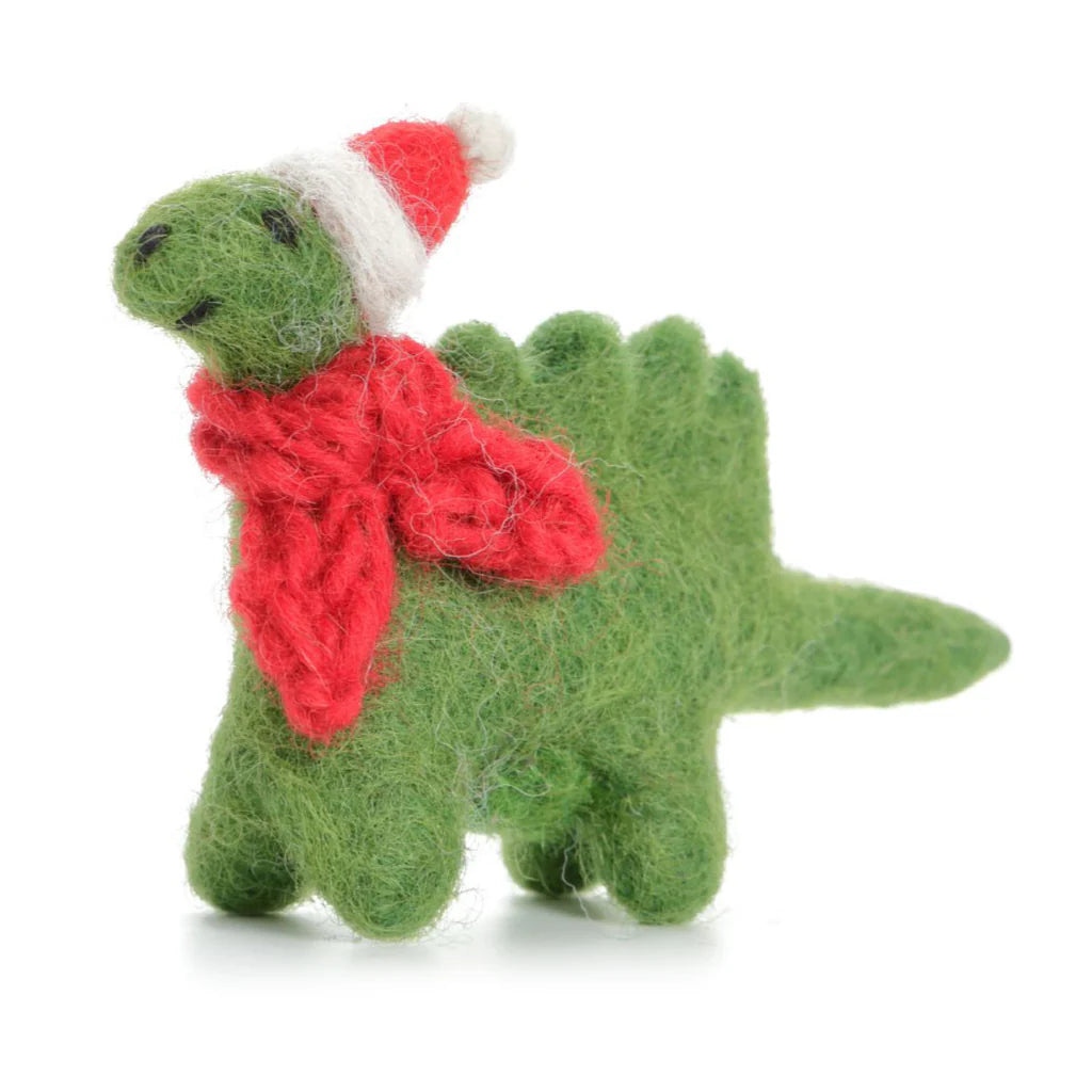 Mini Diplodocus with Hat & Scarf | Felt Christmas Decoration