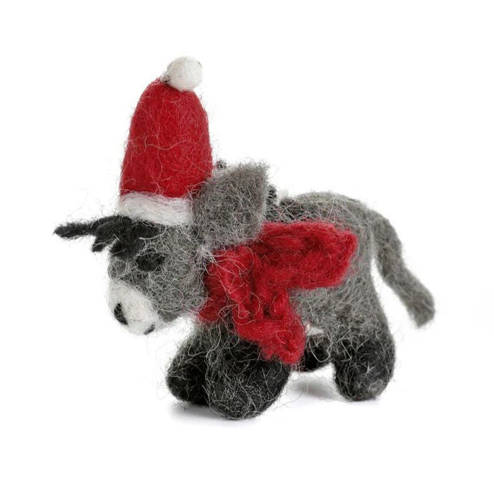 Mini Donkey with Hat & Scarf | Felt Christmas Decoration