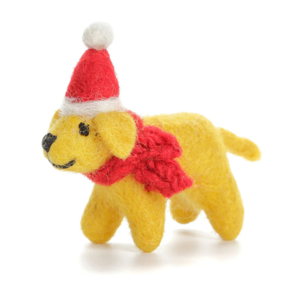 Mini Golden Labrador with Hat & Scarf | Felt Christmas Decoration