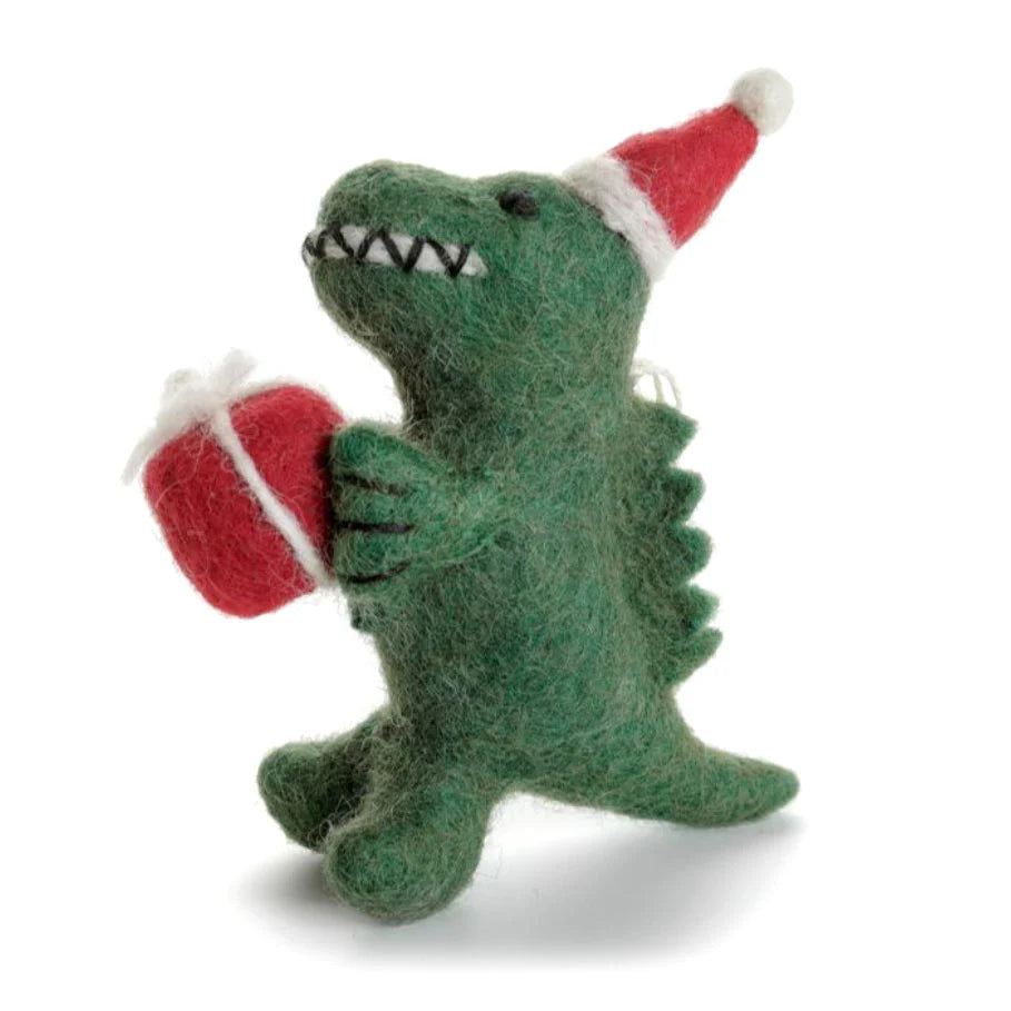 T-Rex with Present | Felt Christmas Decoration