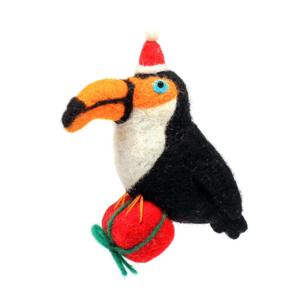 Toucan with Present | Felt Christmas Decoration