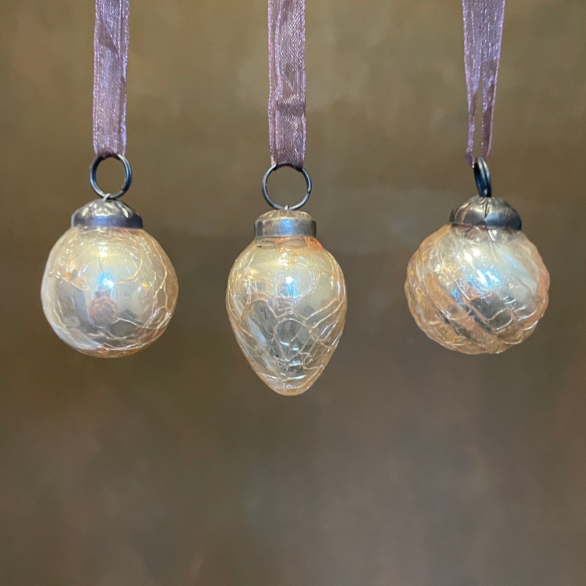 Mini Crackle Glass Baubles - Champagne (Lucky Dip) - grow urban. UK